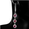 Image 1 : 14K White Gold Over 925 Sterling Silver w/ Unheated Oval Red Ruby Earrings - 5x4mm - - retail apprai