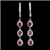 Image 2 : 14K White Gold Over 925 Sterling Silver w/ Unheated Oval Red Ruby Earrings - 5x4mm - - retail apprai