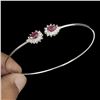 Image 2 : 14K White Gold Over 925 Sterling Silver w/ Heated Pear Red Ruby Bangle - 6x4mm - retail appraisal va