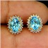 Image 2 : 14K White Gold Over 925 Sterling Silver w/ Oval Swiss Blue Topaz Earrings - 8x6mm - retail appraisal