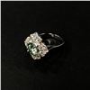 Image 2 : One Bluish green moissanite VVS in center weighing approx. 2.15 carat w/40 cubic zirconium