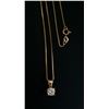 Image 2 : 10kt Gold Chain & Pendant, 26" - imitation diamond