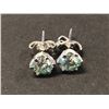 Image 2 : ONE PAIR BLUE MOISSANITE EARRINGS SET IN  PLATED 925 SILVER 6 CLAW EARRINGS WEIGHING APPROX. TOTAL W