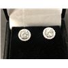 Image 1 : 2 ROUND CUT MOISSANITE WITH APPROX. TOTAL WEIGHT OF 1.00 CARAT SURROUNDED BY HALO OF 36 SHARED PRONG