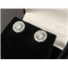 Image 2 : 2 ROUND CUT MOISSANITE WITH APPROX. TOTAL WEIGHT OF 1.00 CARAT SURROUNDED BY HALO OF 36 SHARED PRONG