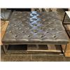 Image 1 : Large grey ottoman - approx 45in square x 13in H (retails for $1200)