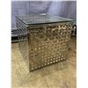 Image 2 : Glass & metal side table - approx 20in square x 20in H