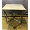 Image 1 : Contemporary marble side table (silver finish) - approx 20in square x 22in H