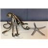 Image 1 : Group of 2 silver decor - includes big metal octopus & metal starfish
