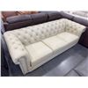 Image 1 : Amax Leather Tufted rolled arm sofa with nailhead design cream colour (floor model) - size 90''w ken