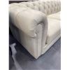 Image 2 : Amax Leather Tufted rolled arm sofa with nailhead design cream colour (floor model) - size 90''w ken