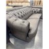 Image 2 : Amax Leather Slate colour Tufted rolled arm sofa with nailhead design (floor model) - size 90''w Not