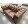 Image 2 : Amax Leather Tufted rolled arm loveseat with nailhead design (floor model) - size 67''w - retail $20