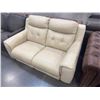 Image 1 : Amax Leather Power reclining + power headrest loveseat cream colour (floor model) - size 64''2 - ret