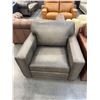 Image 1 : Amax Leather slate grey occasional chair (floor model) - size 41''w - retail $1250