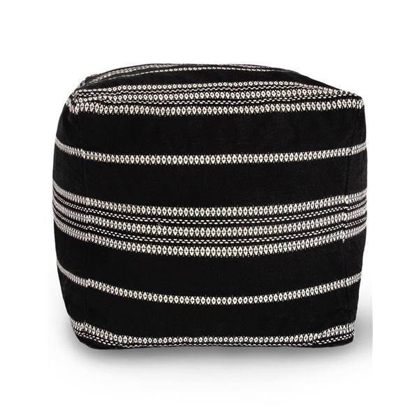 Style in Form Barcelona Stripe Pouf - Black