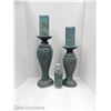 Image 1 : LIGHTWEIGHT TALL BLUE CANDLE HOLDERS