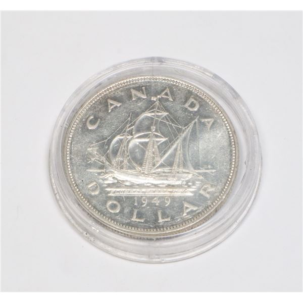 #1 1949 CANADIAN $1 DOLLAR SILVER VOYAGEUR COIN
