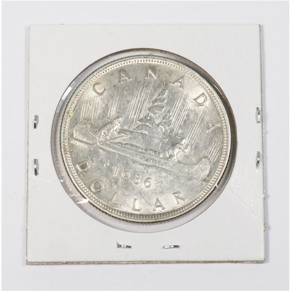 #23  1936 CANADIAN $1 DOLLAR SILVER VOYAGEUR UNC60