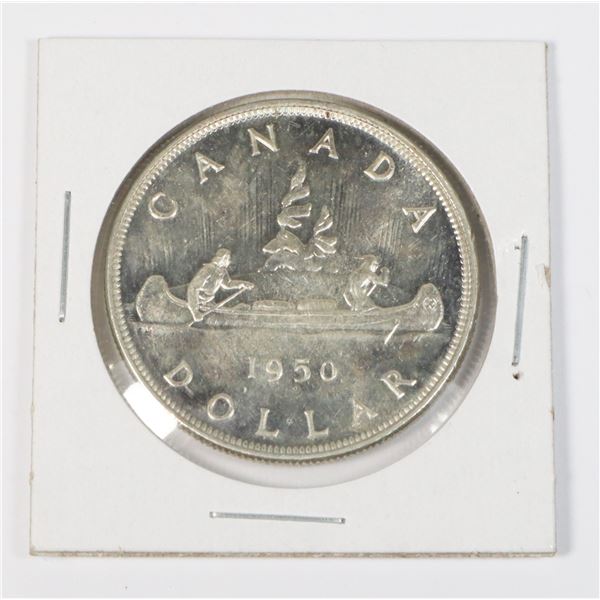 #26 1950 CANADIAN $1 DOLLAR SILVER VOYAGEUR UNC60