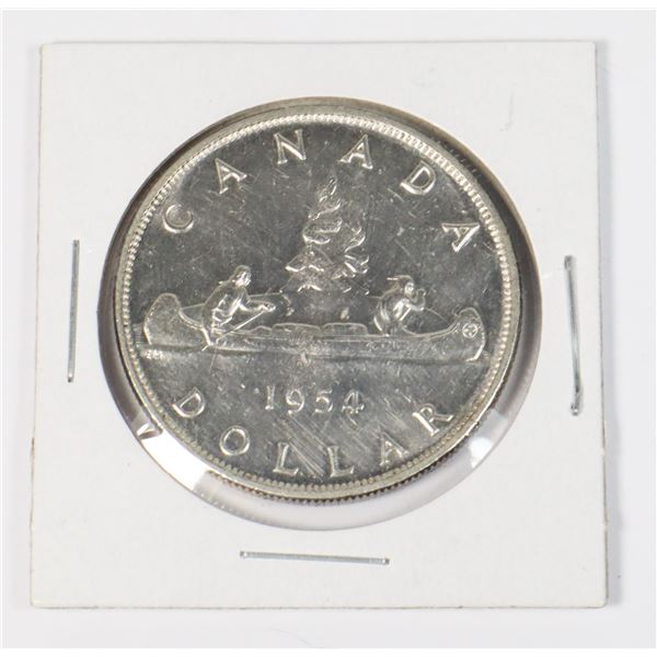 #29 1954  CANADIAN $1 DOLLAR SILVER VOYAGEUR COIN