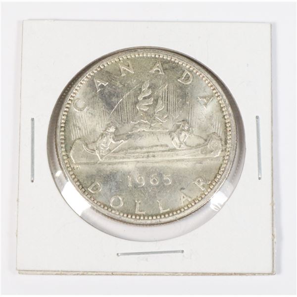 #34 1965  CANADIAN $1 DOLLAR SILVER VOYAGEUR COIN