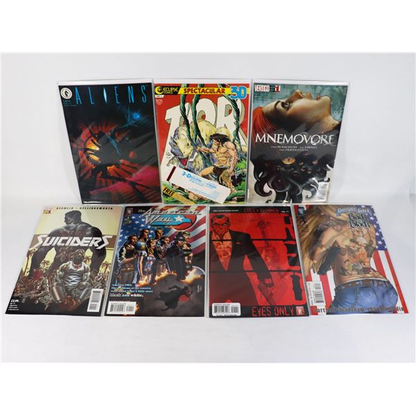 X7 COMICS INCLUDES ALIENS, MNEMOVORE