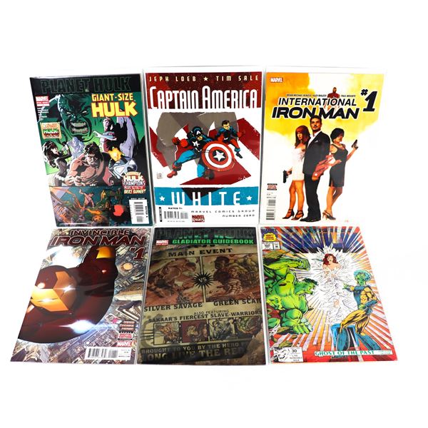 X6 MARVEL COMICS INCLUDES, HULK, IRON MAN