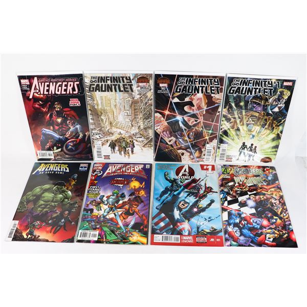 X8 COMICS INCLUDES INFINITY GAUNTLET, AVENGERS