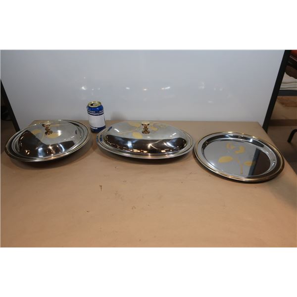 LOT DE 3 PLATEAUX DE SERVICE