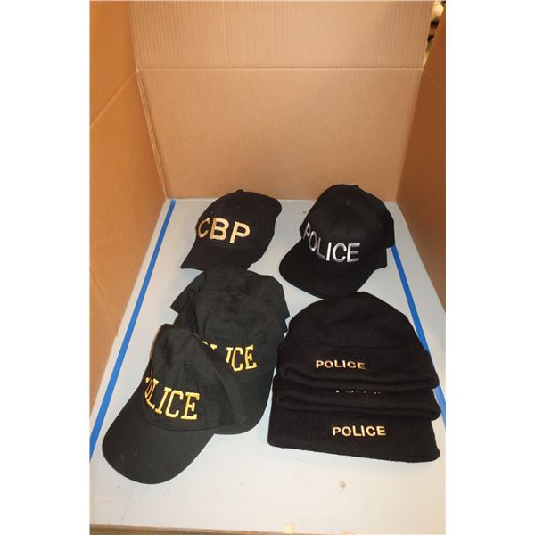 LOT DE 11 CHAPEAUX/ CASQUETTES "POLICE"