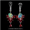 Image 1 : Natural Unheated Ethopian White Opal Ruby Earrings