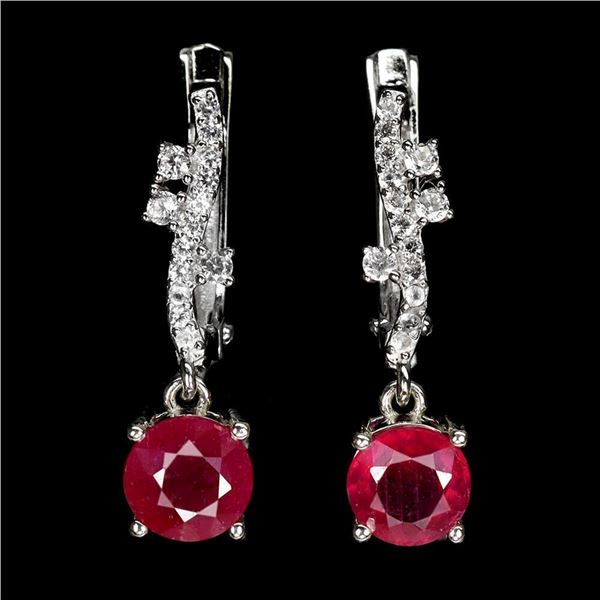 Natural Pigeon Blood Red Ruby Earrings