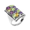 Image 1 : Natural Citrine Amethyst Peridot Rhodolite Ring