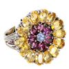 Image 2 : Natural Citrine  Rhodolite Tanzanite Ring