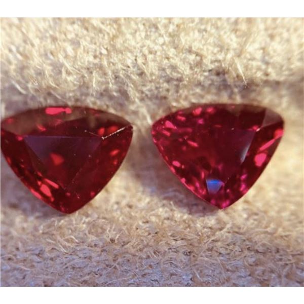 Natural Loupe Clean Vivid Red Untreated Ruby Pair - Certified