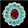 Image 1 : Natural Red Ruby & Paraiba  Apatite Ring