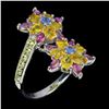 Image 1 : Natural Yellow Sapphire Rhodolite Garnet Tanzanite Ring