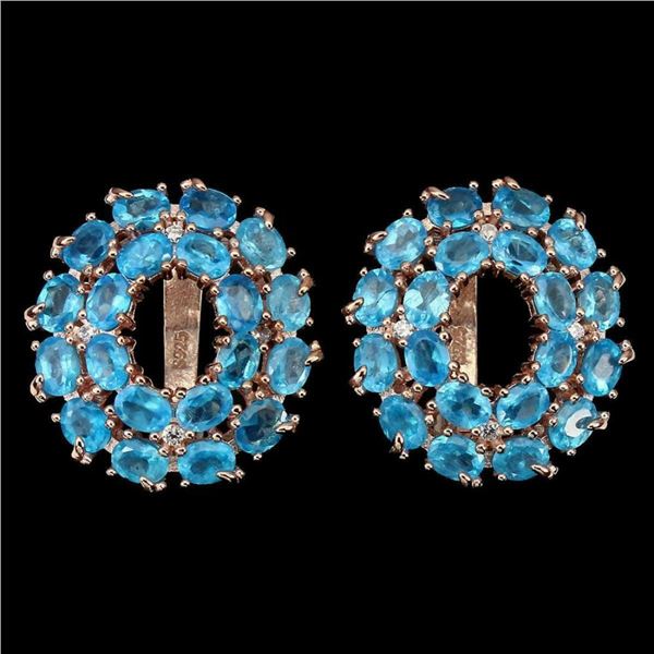 Natural Rare Brazil AAA Neon Blue Apatite Earrings