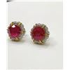 Image 3 : Natural Burma Ruby 10.97 Cts Gold & Diamond Earrings