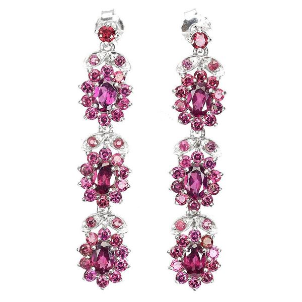 Natural Unheated Rhodolite Garnet Earrings