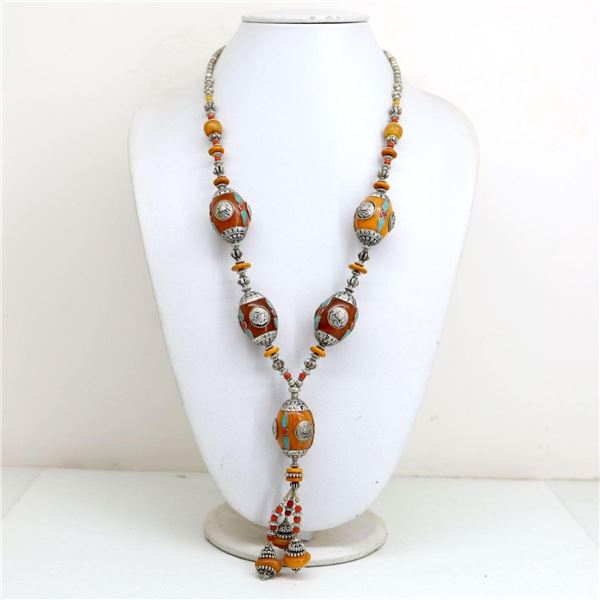 Natural Stone Tribal Queen Tibet Amber Royal Necklace