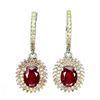Image 1 : Natural Pigeon Blood Red Ruby and Sapphire Earrings