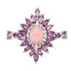 Image 1 : Natural Ethiopian Pink Opal Rhodolite White Topaz Ring