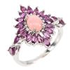 Image 2 : Natural Ethiopian Pink Opal Rhodolite White Topaz Ring