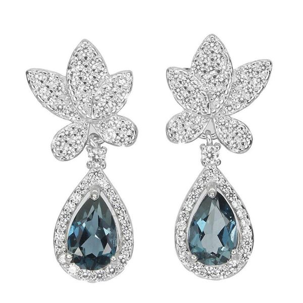 Natural London Blue Topaz Earrings