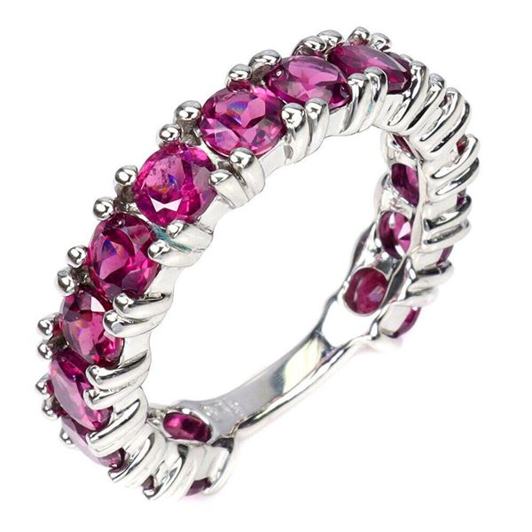 Natural Pink Rhodolite Garnet Eternity Ring