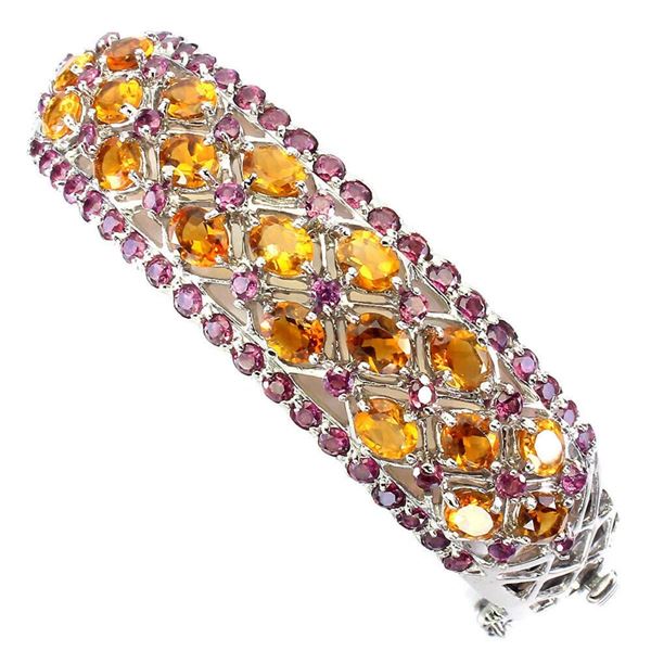 Natural Citrine Rhodolite Garnet Bangle