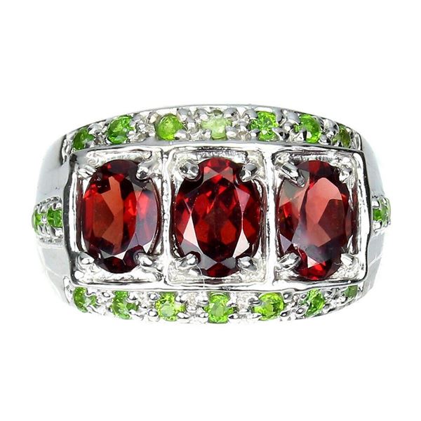 Natural Mozambique Garnet Chrome Diopside  Ring