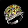 Image 2 : Natural Citrine Peridot Rhodolite Garnet Ring